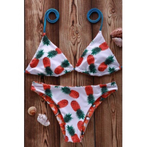 Pineapple Print Reversible Bikini