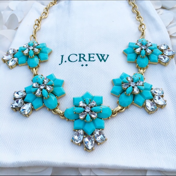 NWT J Crew Turquoise Gemstone Statement Necklace - Picture 2 of 4