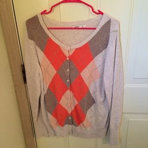 argyle cardigan.