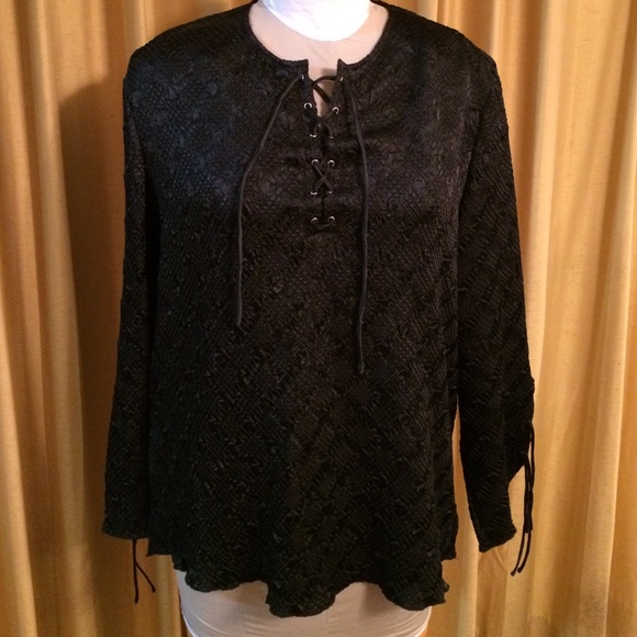 Lace-Up Blouse - Picture 1 of 4