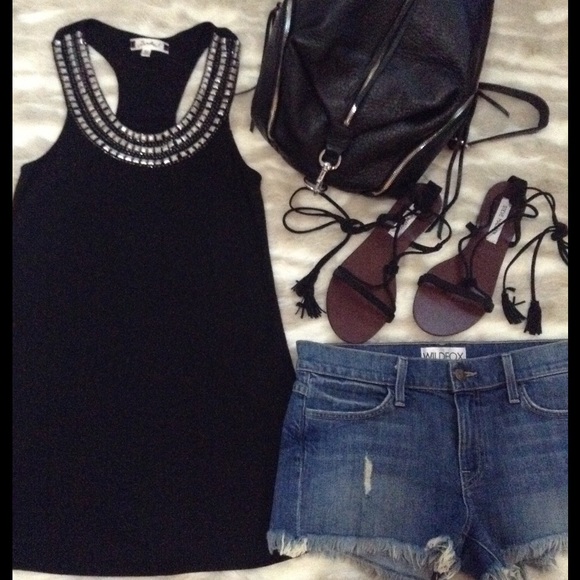 Sweetees Tops - SWEETEES - embellished black racerback tunic tank
