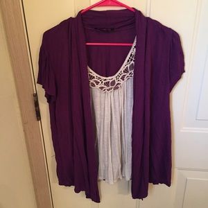2-in-1 tank&cardigan combo blouse.