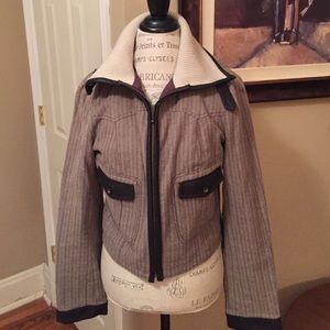 Leather trimmed bomber jacket from London Jean