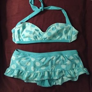 Ladies Teal Polka Dot Z-Universe Bikini Set