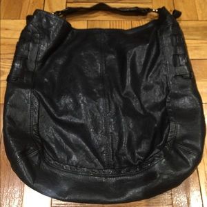 Andrew Marc large black leather hobo
