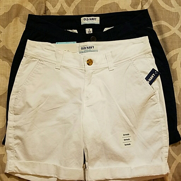 Navy and White Old Navy Bermuda Shorts