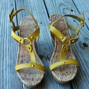 Yellow Strapped Sandal Wedges