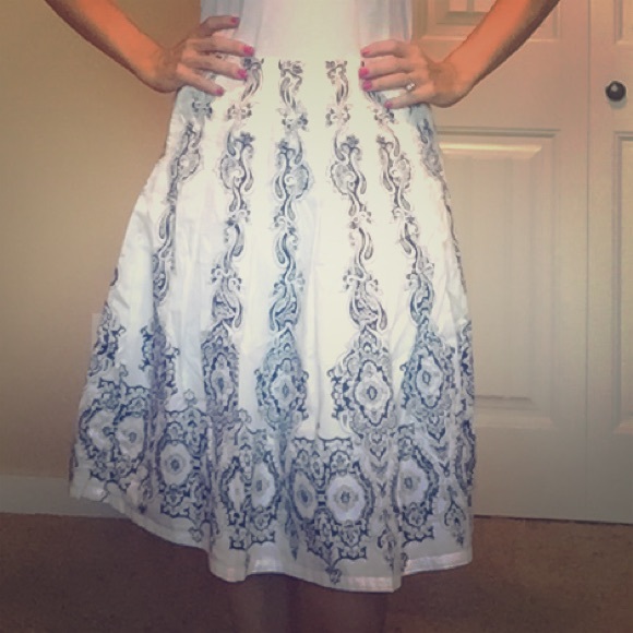 White and navy skirt