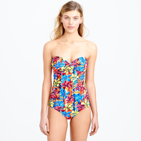 J. Crew Other - J. Crew Sunset Flora bandeau one-piece swimsuit J. Crew Other - J. Crew Sunset Flora bandeau one-piece swimsuit