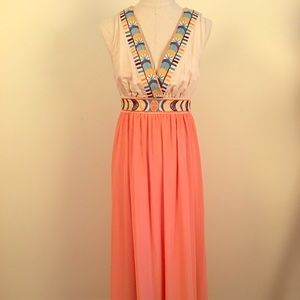 Bohemian Coral Maxi Dress