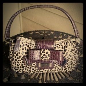 Guess purple leopard print purse