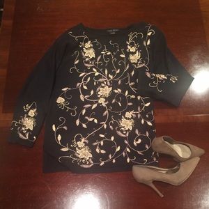 Black and gold floral sweater
