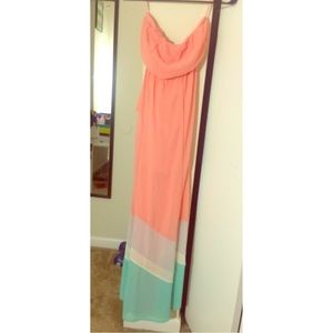 strapless colorblock dress