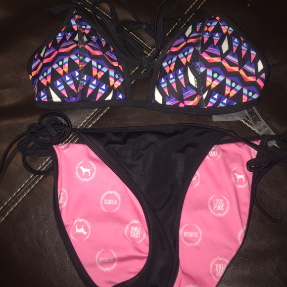 Victoria secret pink triangle bikini set