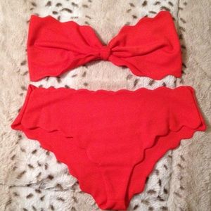 Scalloped red medium swimsuit