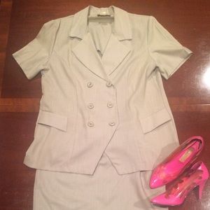 Tan women's skirt suit