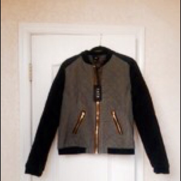 Grey  and black bomber jacket Golden  Tote