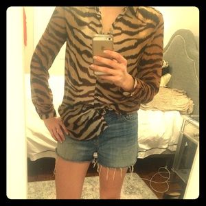 Zara Sheer Tiger-print Blouse
