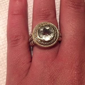 SALE! Silver & Gold Green Amethyst Ring