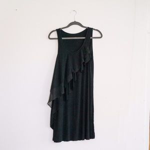 Black jersey ruffle dress