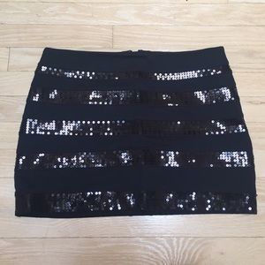 EXPRESS Black Sequin Striped Skirt
