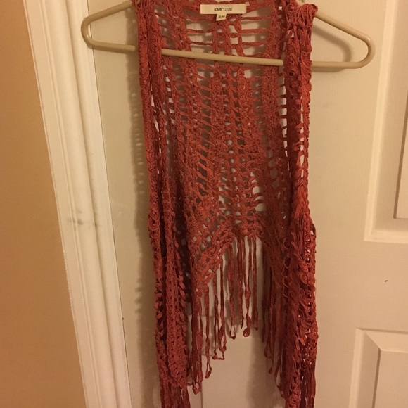 Love Culture Cardigan fringe salmon color