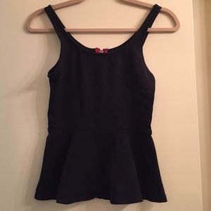 Black Peplum Top w Red Zipper