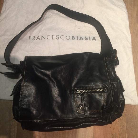 Francesco Biasia Black Leather Shoulder Bag