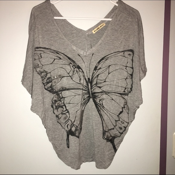 Flowy gray butterfly shirt