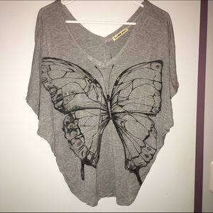 Flowy gray butterfly shirt