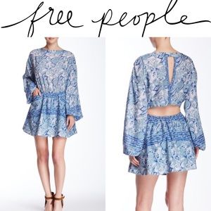 NWT Free People Sun Print Dress in Washed Blue!