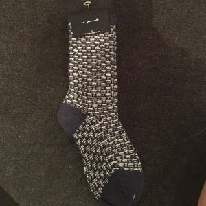 Navy blue and white boot socks.
