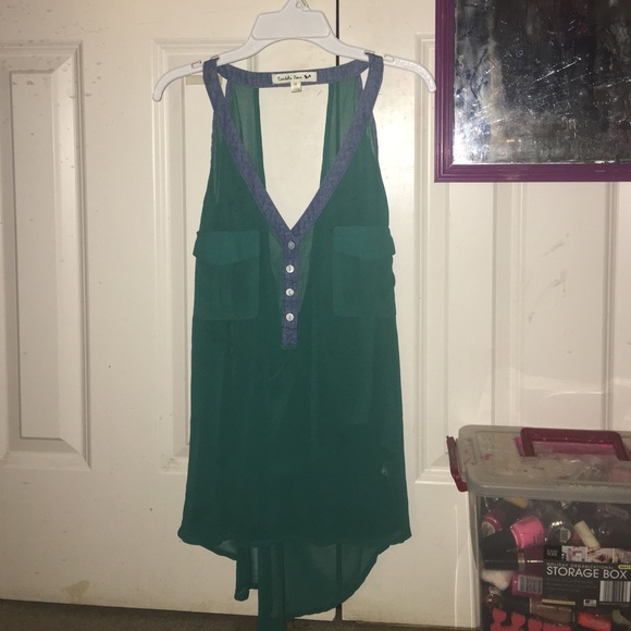 Turquoise and Jean colored shear tank top!!