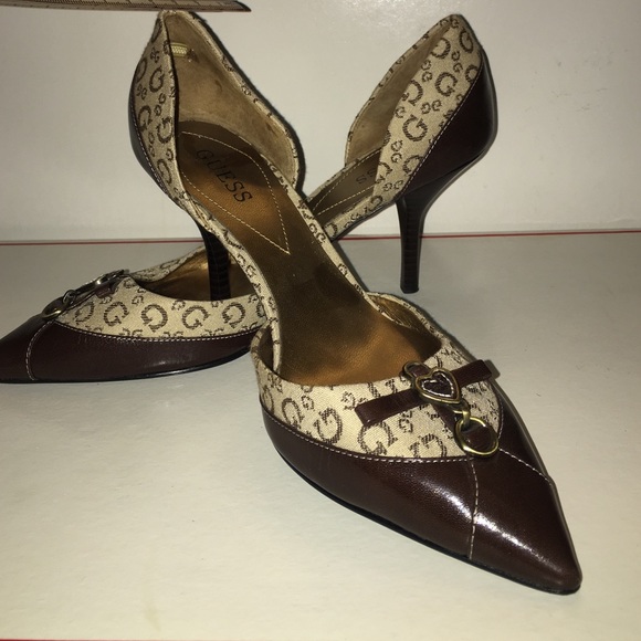Brown closed toe pointy guess 3 inch heels! - Picture 1 of 3