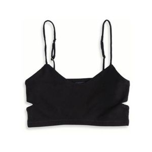 Black bralette with little cutouts on the sides