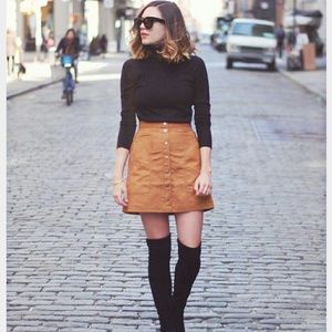 H&M tan velvety skirt