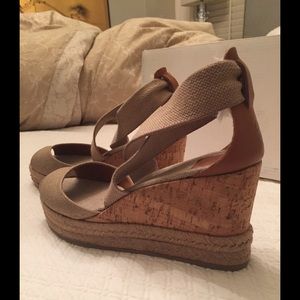 Tory Burch Canvas Cork Espadrille Wedge