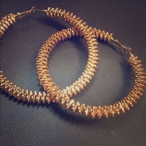 Gold Stacked Large Hoop Earrings