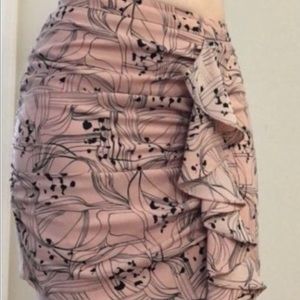 H&M Blush Front Ruffle Patterned Mini Skirt Size S