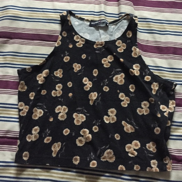 Brandy cropped sunflower tank
