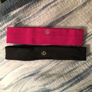 2 Lululemon headband bundle pink and black