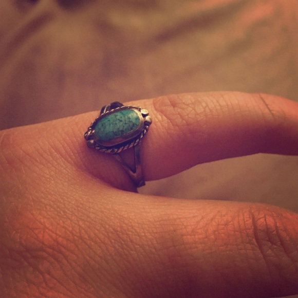 Silver and turquoise ring.
