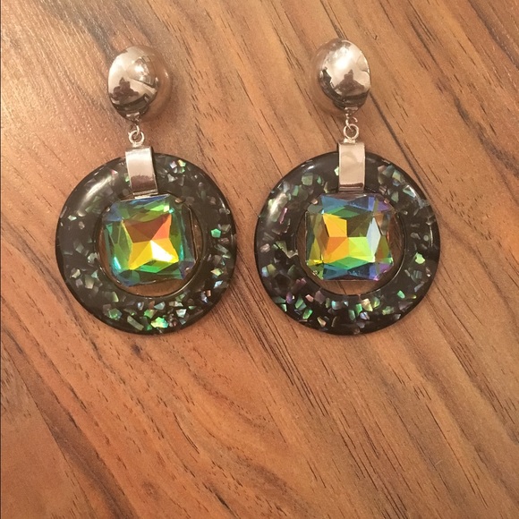 Pretty Plexiglass and Jeweled Earrings by H&M