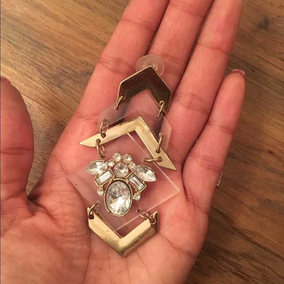 Plexiglass & Jewel Stone Chandelier Earring