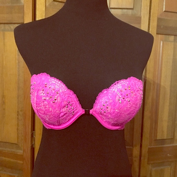 Victoria's Secret Pink Lace Strapless Bra 34B