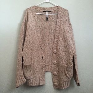 KENZIE SPECKLED KNIT CARDIGAN (SIZE M/BEIGE)