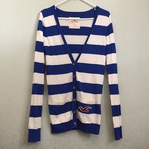 HOLLISTER BLUE STRIPED CARDIGAN (SIZE S)