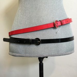 2 Kenneth Cole Patent Faux Leather Belts