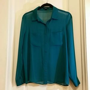 Sheer Chiffon Blouse in Teal