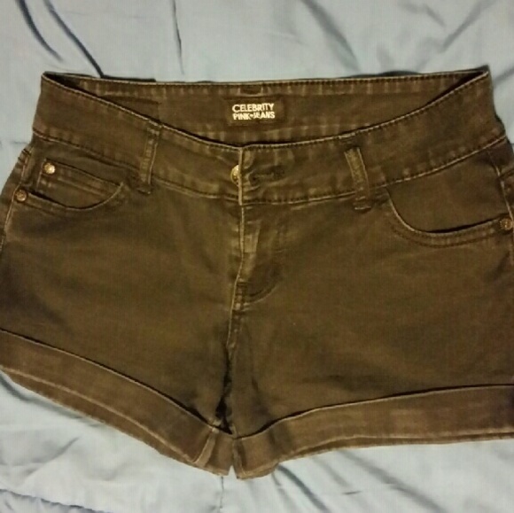 Black cuffed short shorts